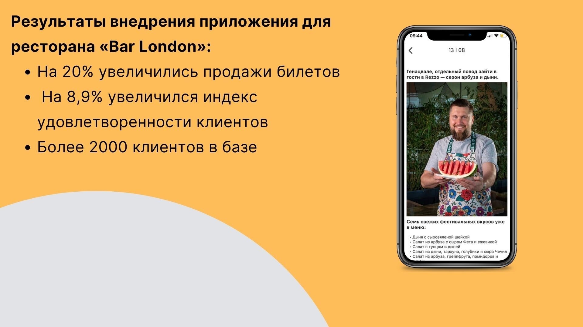 Изображение Кейс: Мобильное приложение для ресторана «Bar London»